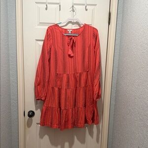 Crown & Ivy Girls' Coral Striped Dress